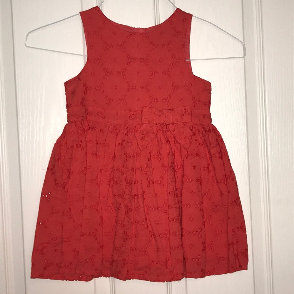 Burnt sienna, eyelet dress with bow